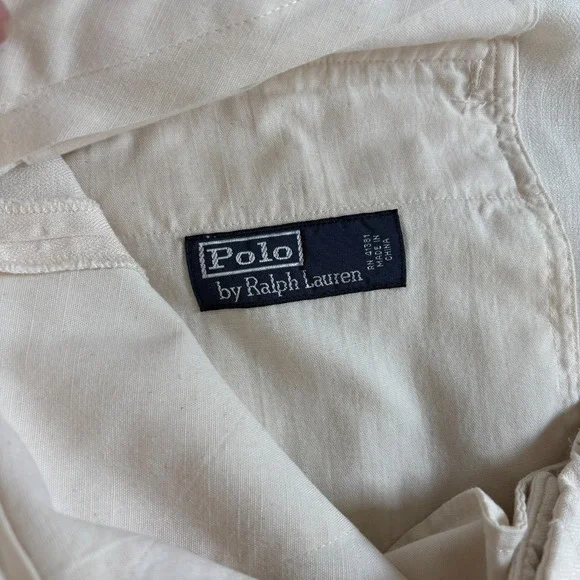 VTG Polo Ralph Lauren Chino Pants Mens 38/32 Beige Linen/ Silk Mid Straight Leg - Picture 2 of 11